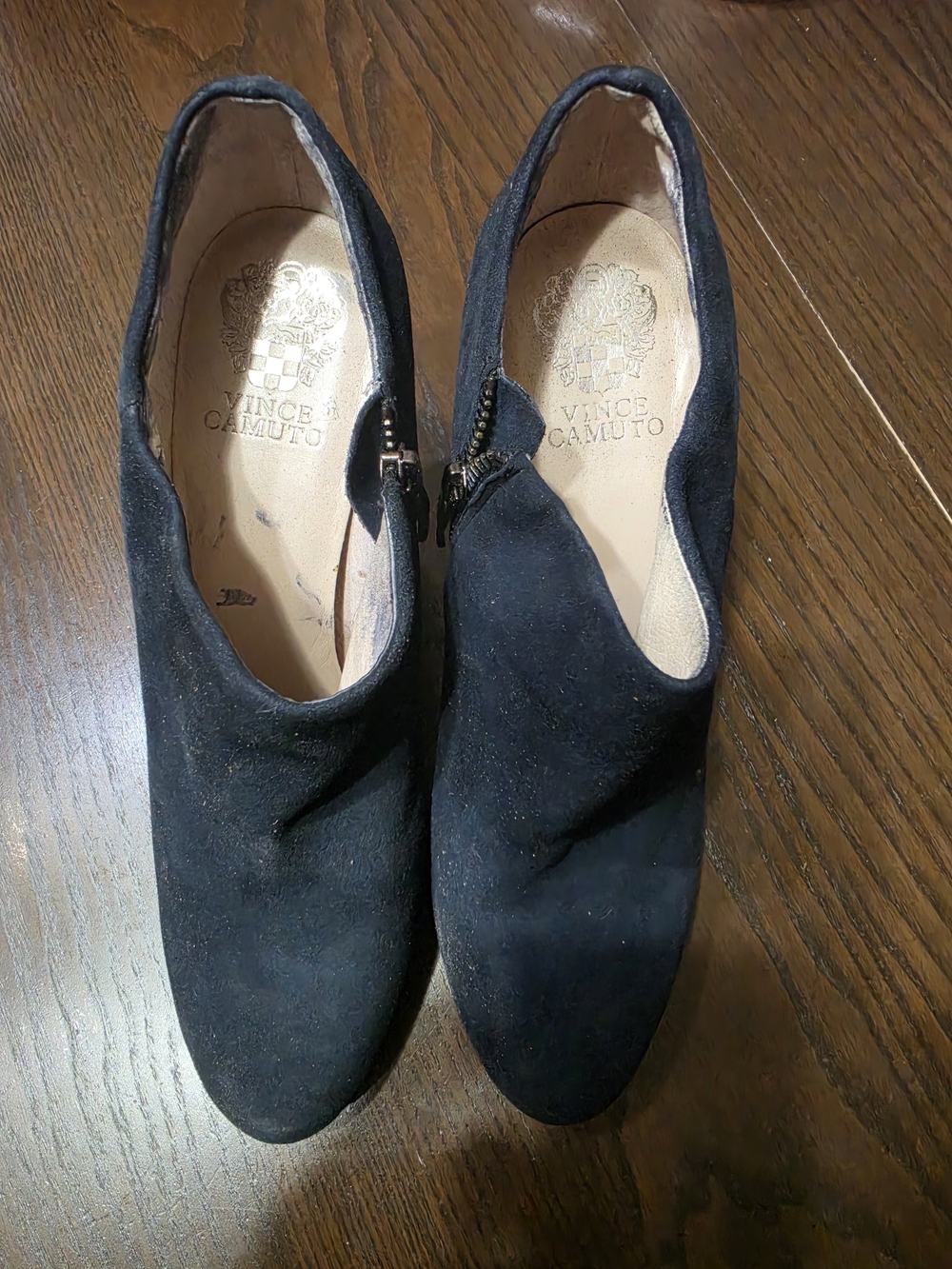 Vince Camuto Black Suede Women's Zip Booties